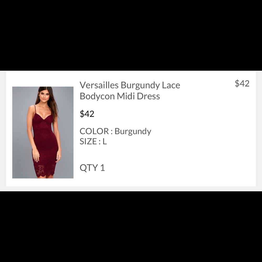 Lulu’s burgundy midi body-con dress, size large